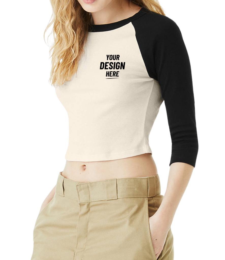 Women's Bella Canvas Baseball Crop Tee - BE142